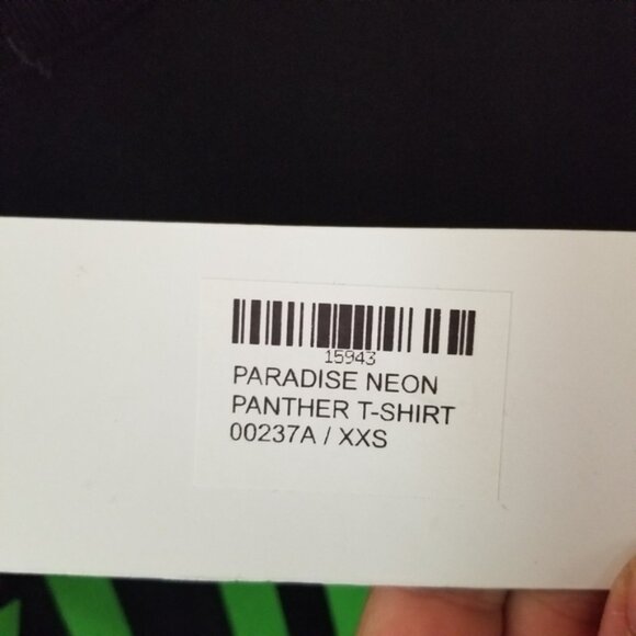 NWT Ashluxe Graphic Paradise Neon Panther T -Shirt on Black Cotton Size XXS - Picture 8 of 11